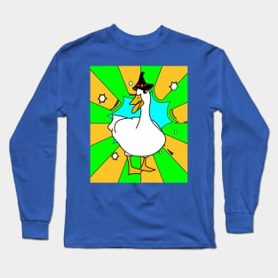 Halloween Goose Witch Conjuring Up Duck Long Sleeve T-Shirt